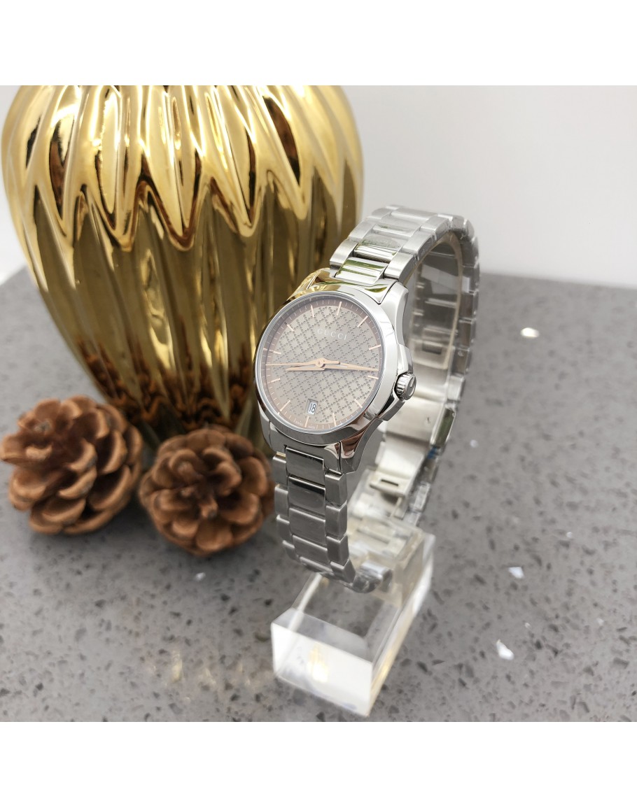 Gucci g stainless steel and outlet gold plated ladies watch